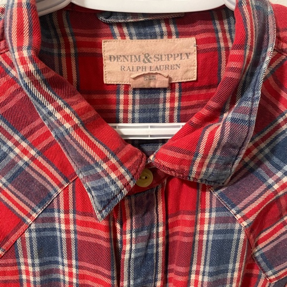 Mens XL Ralph Lauren button shirt! Red & blue plaid - Picture 2 of 4